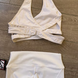 LA Dance Designs, Wrap Around Top and Stride Leggings in White, AXS Women's 0/2 - Final Sale