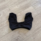 Jo+Jax, Ruffle Shoulder Crop Top in Black, AS Women's 2/4 - Final Sale