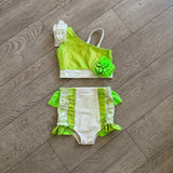 Little Londyn, Lace and Ruffles Lime Green Set, Child 6/7 - Final Sale