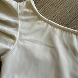 Carissa’s Tutu Couture, One Shoulder Ruffle Crop Top in White, Child 7/8 - Final Sale
