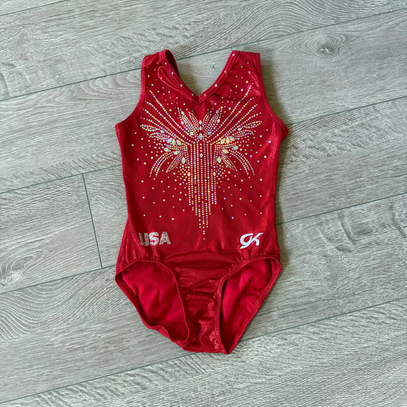 GK Elite, Red Loyalty Olympics Replica Leotard, CL Child 8/10 - Final Sale