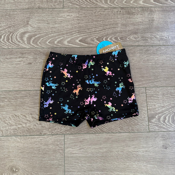 Jacques Moret, Shiny Unicorn Black Gym Shorts, CL Child 12/14