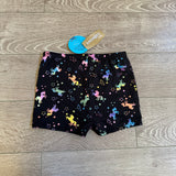 Jacques Moret, Shiny Unicorn Black Gym Shorts, CL Child 12/14