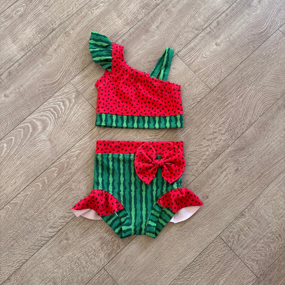 Summer Sky, Bow and Ruffles Watermelon Set, Child 7/8 - Final Sale
