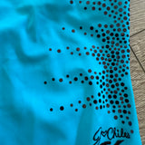 GK Elite, Jordan Chiles Black Spangles Sky Blue Leotard, CL Child 8/10 - Final Sale