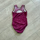 GK Elite, Suni Lee Fairy Dust Burgundy Leotard, CM Child 7/8 - Final Sale