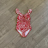 California Kisses, Ruffles and Hearts Ireland Leotard in Red and White, CM Child 7/8