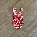 California Kisses, Ruffles and Hearts Ireland Leotard in Red and White, CM Child 7/8