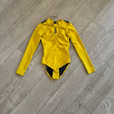 Five Dancewear, Long Sleeves Mustard Yellow Open Back Leotard, YL Child 7/8 - Final Sale