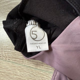 Five Dancewear, Open Back Lace Detail Leotard in Black Purple, YL Child 7/8 - Final Sale