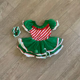 Dansco, Christmas Candy Cane Green Tutu Dress with Matching Head Piece, CS 4/6