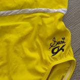 GK Elite, Suni Lee Yellow White Cami Leotard, CL Child 8/10 - Final Sale
