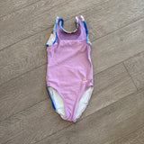 Plum, Mesh Detail Floral Leotard in Purple White, CM Child 7/8 - Final Sale
