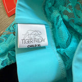 Tiger Friday, Rosa Lace Ballroom Skirt in Cabo Blue, CXL Child 10/12