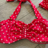 Red Dolly, 2 Piece Swimwear Costume with Stones and Matching Headband, Child 6 - Final Sale