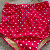 Red Dolly, 2 Piece Swimwear Costume with Stones and Matching Headband, Child 6 - Final Sale