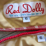 Red Dolly, 2 Piece Swimwear Costume with Stones and Matching Headband, Child 6 - Final Sale