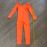 Bright Orange Lorax Long Sleeve Unitard Jumpsuit Bodysuit, Child 6/7 - Final Sale