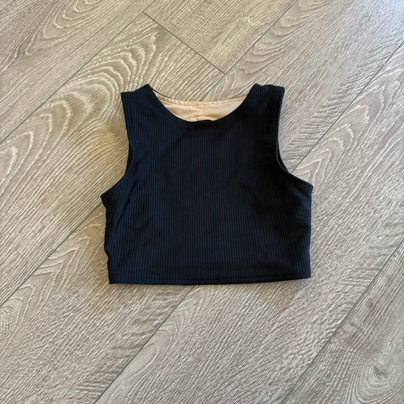 Purple Pixies, Ribbed Open Back Eclipse Top in Black, CS Child 6/7