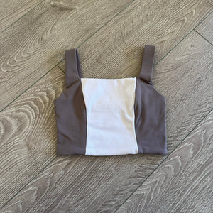 Five Dancewear, Brown White Crop Top, YM Child 5/6 - Final Sale