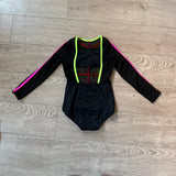 Kandi Kouture, Low Back Long Sleeves Leotard with Neon Stripes, CL Child 7/8