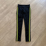 Jo+Jax, Black Leggings with Neon Yellow Stripes, XXSA Women's 00 - Final Sale