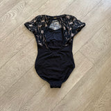 Mirella, Chiffon Floral Leotard in Black, AS - Final Sale