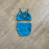 Second Skin, Criss Cross Top and High Waisted Brief Set Turquoise Blue, AXS Child 12/14