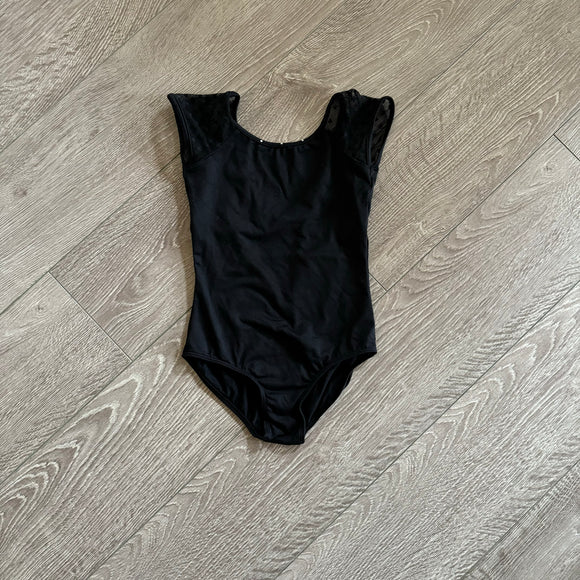 Bloch, Mesh Shoulder Leotard in Black, Child 6/7 - Final Sale