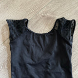 Bloch, Mesh Shoulder Leotard in Black, Child 6/7 - Final Sale