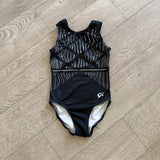 GK Elite, White Waves Spangles Leotard in Black, CM Child 7/8 - Final Sale