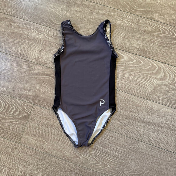 Plum, Grey Marble Lightning Flip Side Leotard, CM Child 7/8 - Final Sale