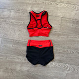 Five Dancewear, Twist Top and Everyday Shorts Set in Red Black, YL Child 7/8