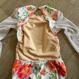 Iris & Ivy, Mesh Long Sleeves Open Back Floral Leotard, YM Child 8/10