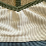 Five Dancewear, Ribbed Boss Bra in White Blue, YL Child 7/8 - Final Sale