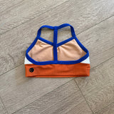 Five Dancewear, Ribbed Boss Bra in White Blue Brown, YL Child 7/8 - Final Sale