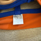 Five Dancewear, Ribbed Boss Bra in White Blue Brown, YL Child 7/8 - Final Sale