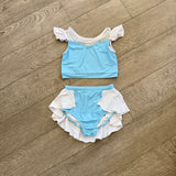 Princess Cinderella Blue Two Piece Ruffle and Skirt Set, Child 12/14 - Final Sale