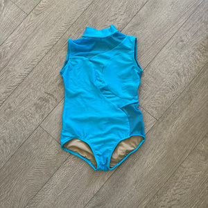 Patrick J, Open Back Mesh Detail Leotard in Sky Blue, CXL Child 8/10 - Final Sale