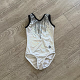 Black Spangle Leotard in Silver White, CM Child 6/8 - Final Sale