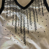 Black Spangle Leotard in Silver White, CM Child 6/8 - Final Sale