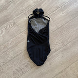 Five Dancewear, Halter Mesh Detail Low Back Leotard in Black, YL Child 7/8 - Final Sale