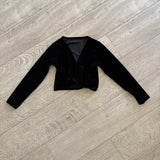 Velvet Ballet Wrap Crop Top in Black, Child 6/8 - Final Sale