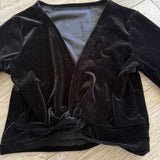 Velvet Ballet Wrap Crop Top in Black, Child 6/8 - Final Sale