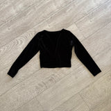 Velvet Ballet Wrap Crop Top in Black, Child 6/8 - Final Sale