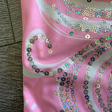 Chalk Warrior, Unique Back Soft Pink White Swirls Spangles Leotard, YL - Final Sale