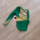 Kandi Kouture, Mesh Detail One Sleeve Leotard in Green, CM Child 5/6