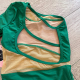 Kandi Kouture, Mesh Detail One Sleeve Leotard in Green, CM Child 5/6