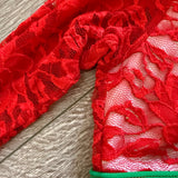 TaytrVibe, Lace One Sleeve Christmas Set in Red Green, Child 8 - Final Sale