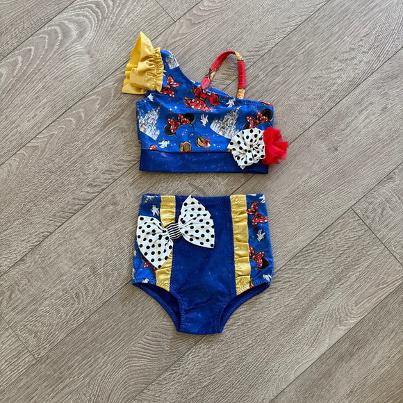 Little Londyn, Blue Gold Disney Ruffles and Bow Set, Child 6/7